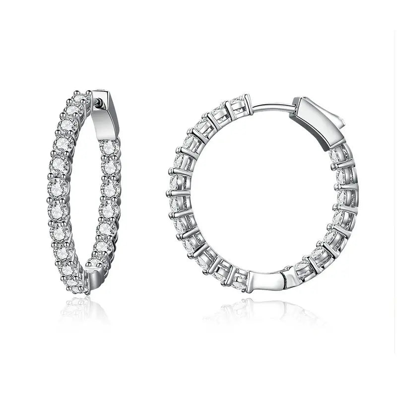 Luminous Cubic Zirconia Ear Buckles Classic round Hoop Earrings for Women Birthday Gift Hyperbole Earrings Jewelry