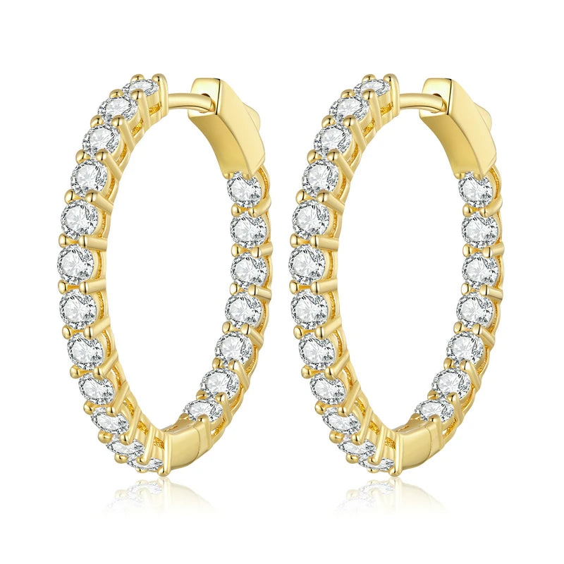 Luminous Cubic Zirconia Ear Buckles Classic round Hoop Earrings for Women Birthday Gift Hyperbole Earrings Jewelry