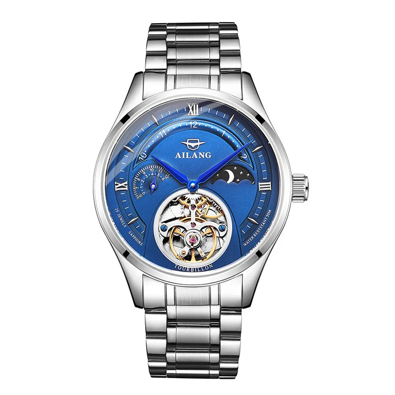 Automatic Mechanical Watches Mens Watches Top Brand Luxury Sapphire Genuine Leather Original Tourbillon Hollow Movement