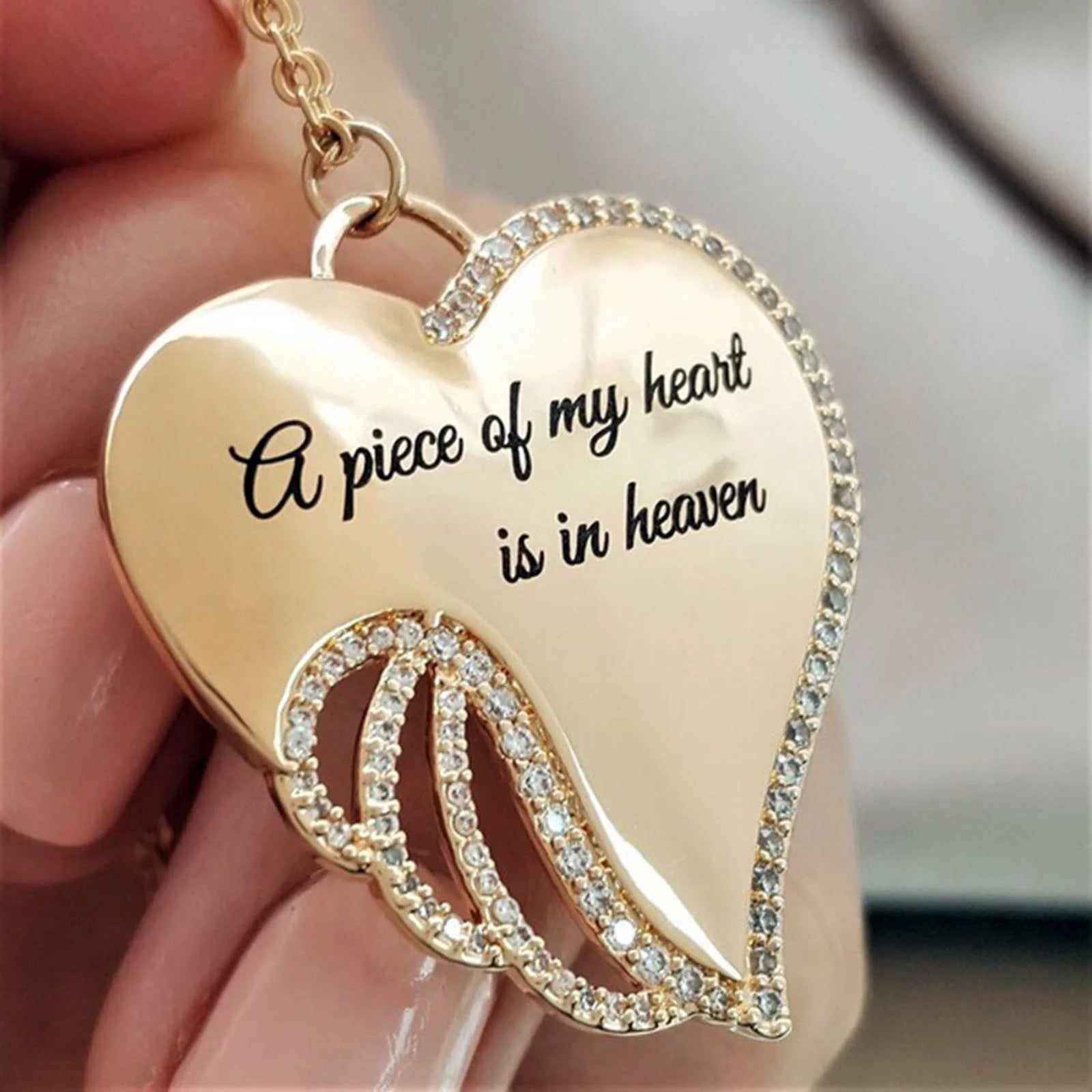 Necklaceson Sale！ New Encrusted Angel Wing Love Rhinestone Necklace for Women It Not Goodbye It See You Again Pendant Necklace Jewelry Christmas Annivesary Birthday Gift for Her Silver