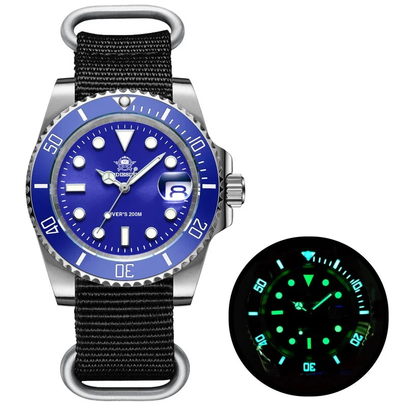 New Men'S Luxury Quartz Watch 200M Diver Watches 41Mm Ceramic Bezel Calendar Display Luminous Watches Men Watch