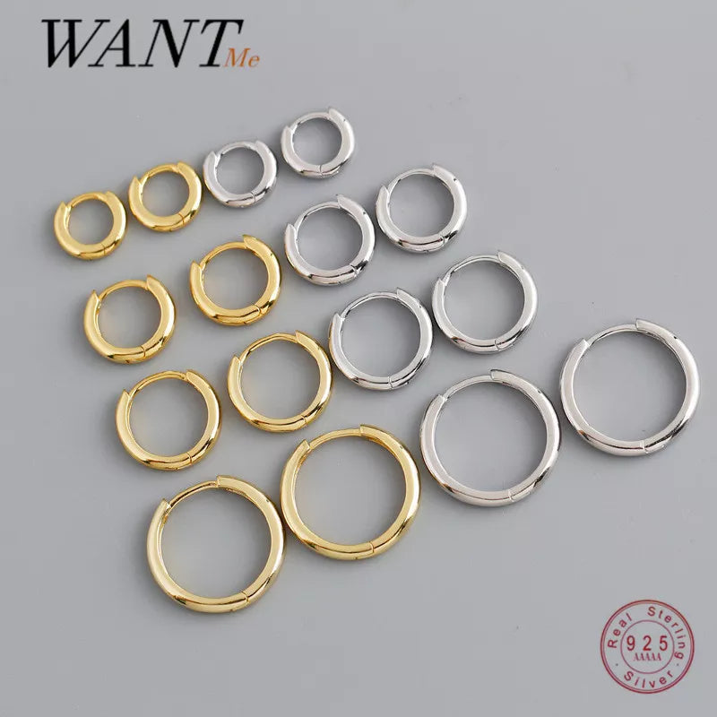 Real 925 Sterling Silver Minimalist Bohemian round Ear Buckle for Women Punk Unisex Rock Hoop Earring Jewelry Accessories