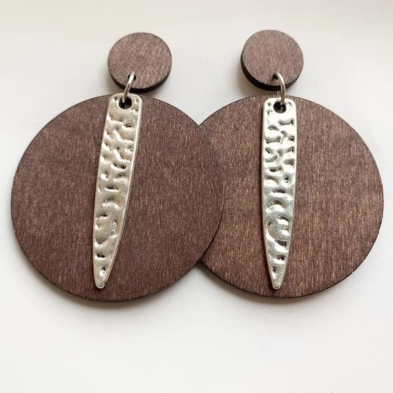 New Retro Bohemian Wood Earrings for Women Trendy Natural Wooden Statement Earrings Handmade Jewelry Wholesale