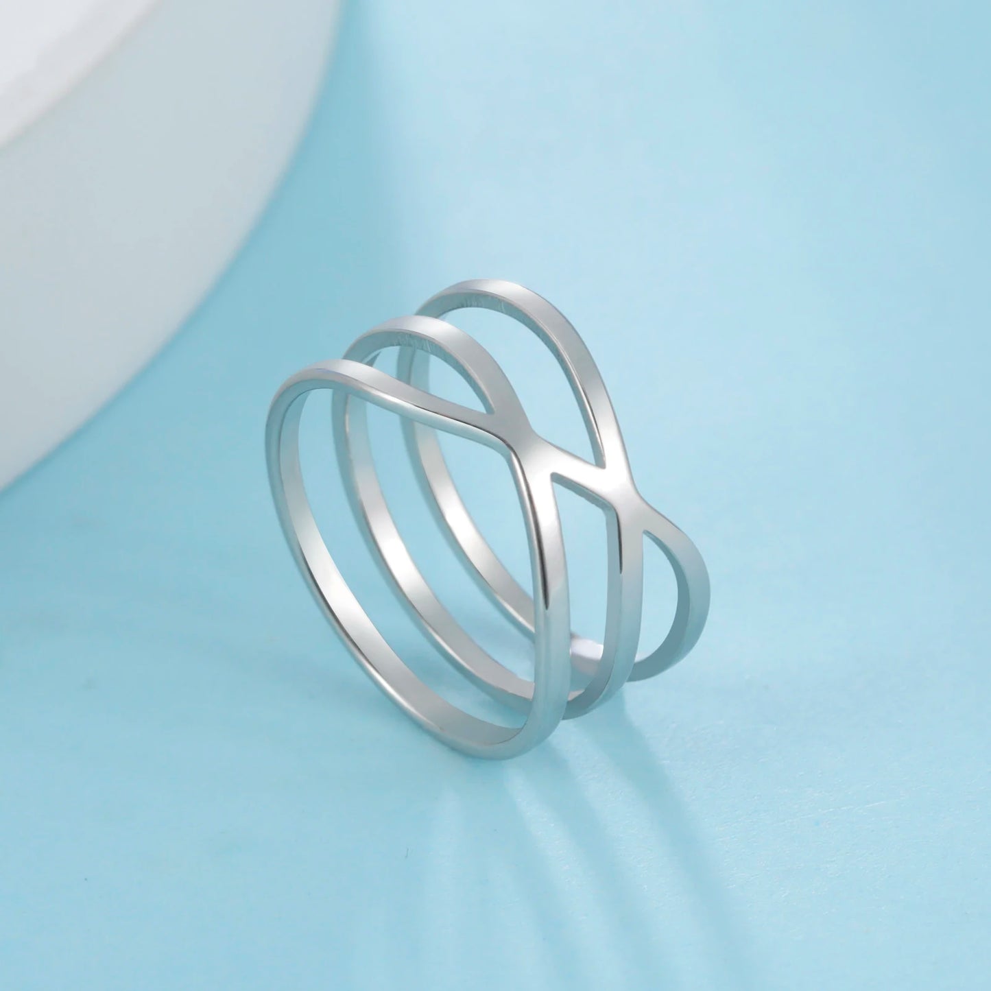 Simple Line Cross Rings Women Men Stainless Steel Minimalist Geometric Finger Ring Trend Jewelry Party Gifts Wholesale