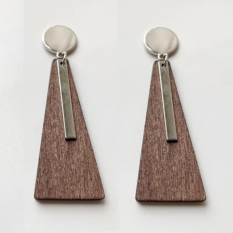 New Retro Bohemian Wood Earrings for Women Trendy Natural Wooden Statement Earrings Handmade Jewelry Wholesale