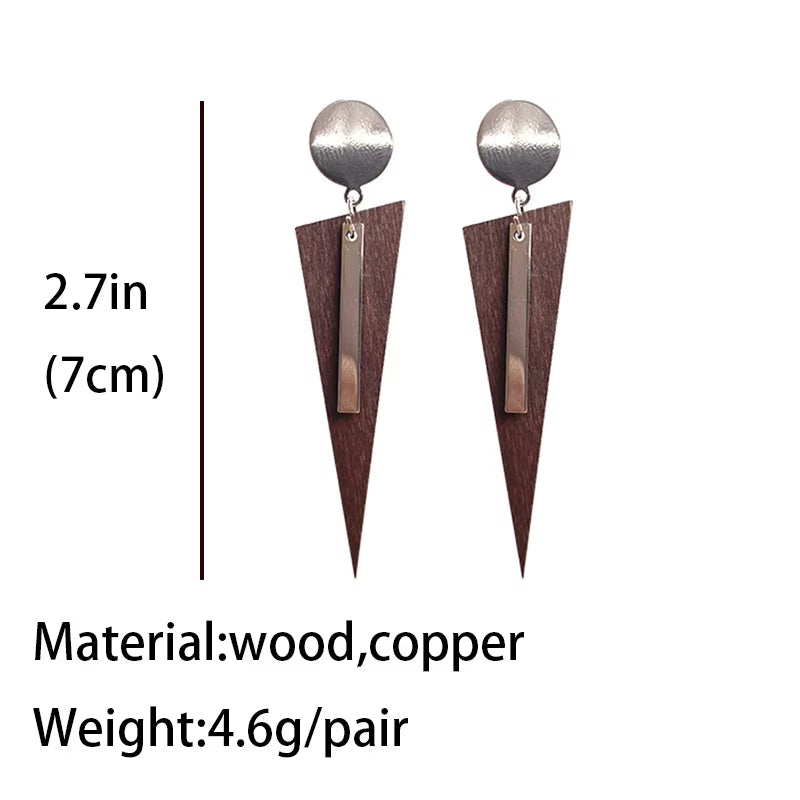 New Retro Bohemian Wood Earrings for Women Trendy Natural Wooden Statement Earrings Handmade Jewelry Wholesale