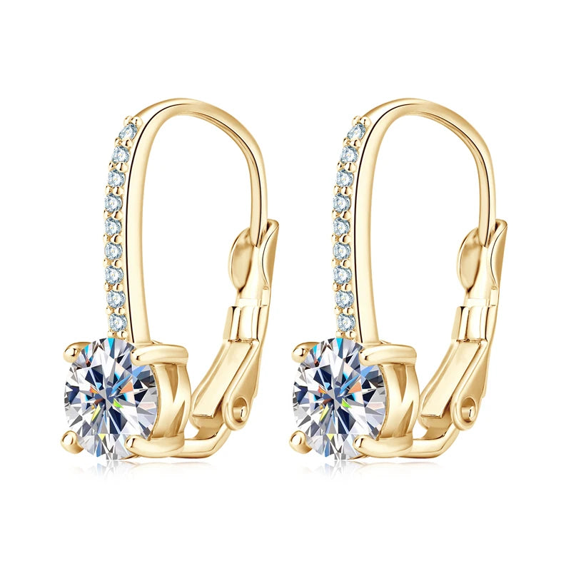 Trendy 14K Gold Plated Earrings 2023 Silver Hoops 925 Dangle Earrings for Women Lever Back Moissanite Earring Drop Girls Jewelry